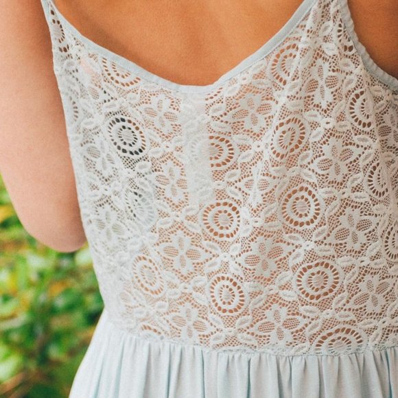 Romantic Spaghetti Strap Crochet Laced Detail Midi - Picture 2 of 3